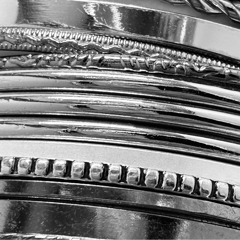 Silver Bangles Stack Of 24 Bracelets - image 5